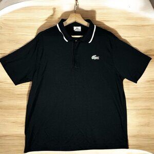 Vintage Lacoste Sport Black Polo Shirt Men’s Size 6 (XL) White Collar Trim MIF
